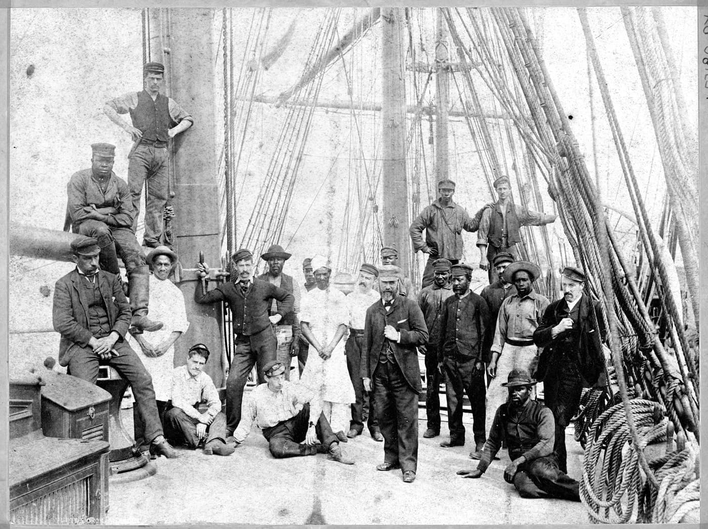 Sailors of African descent aboard an 1800's sailing ship