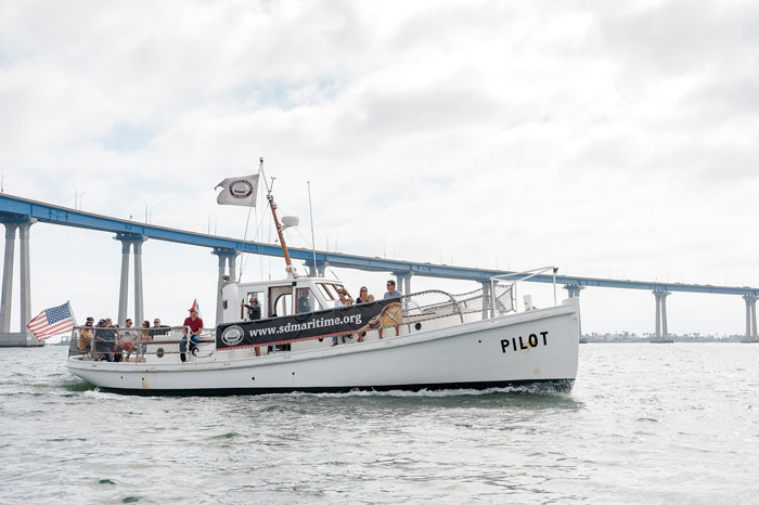 Historic Bay Cruises aboard Pilot - cruising by the Coronado Bridge