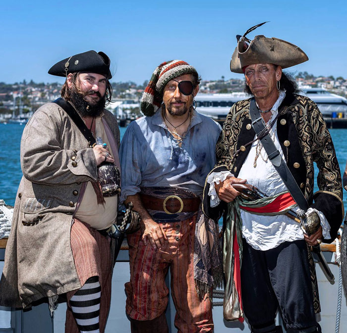 Boarded! A New Pirate Adventure, 3 Pirates on San Salvador, posing for a picture.