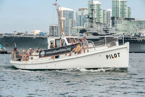 Historic Bay Cruises aboard Pilot - cruising by the Midway