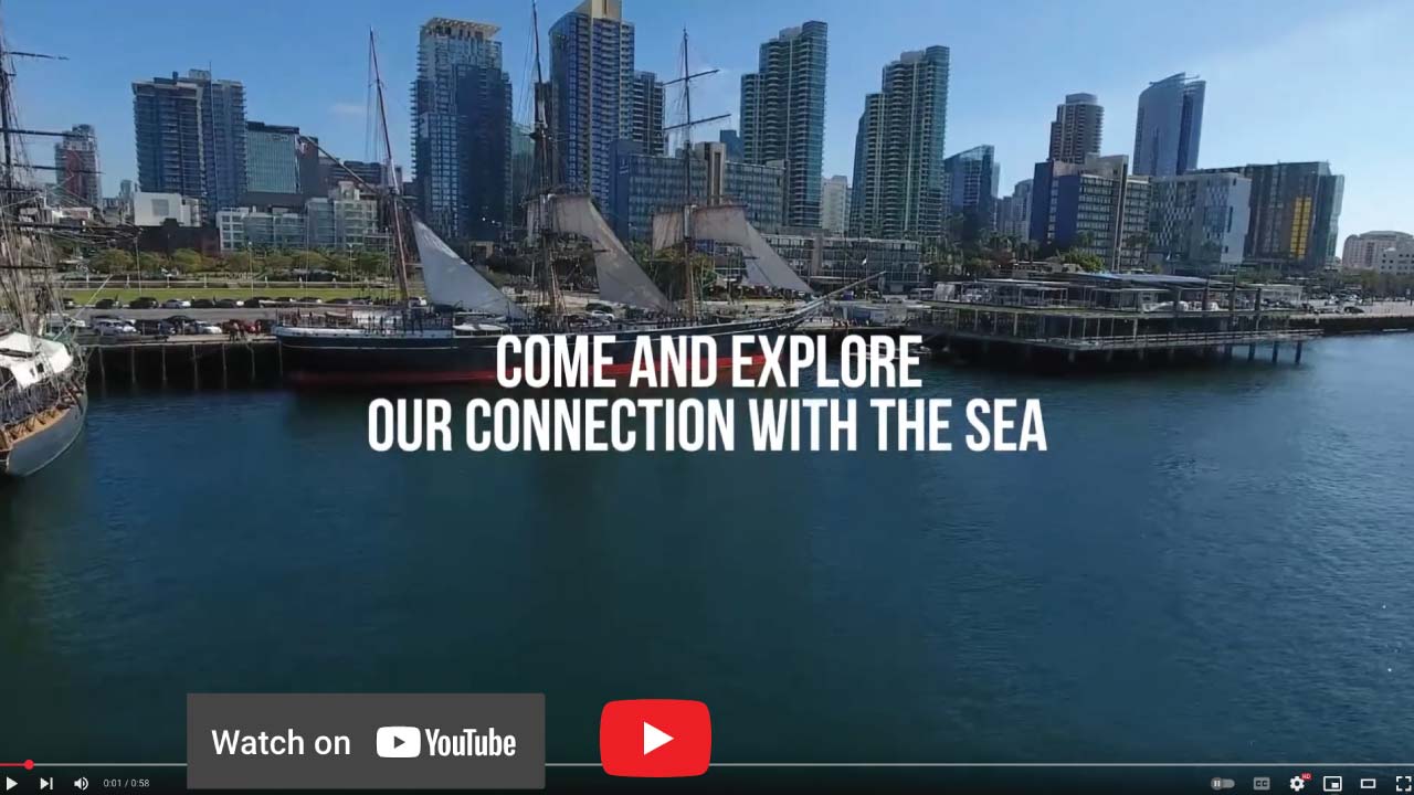 Video still from youTube video of Maritime Museum of San Diego Aerial Tour 2022. When clicked will play video on youTube.