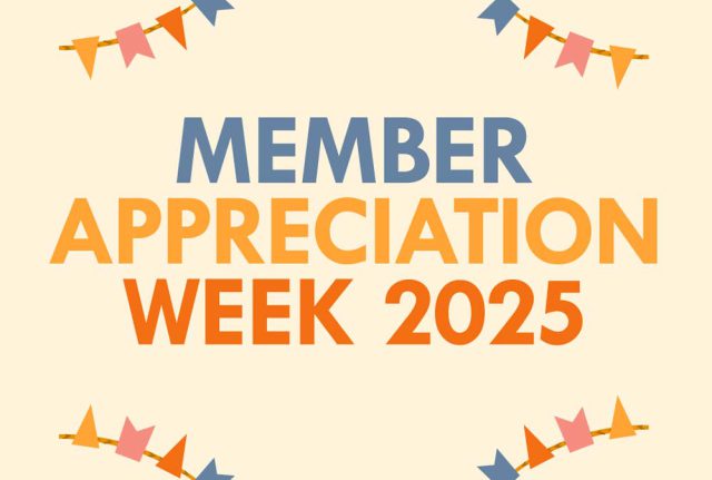 Decorative graphic that says, member appreciation week.