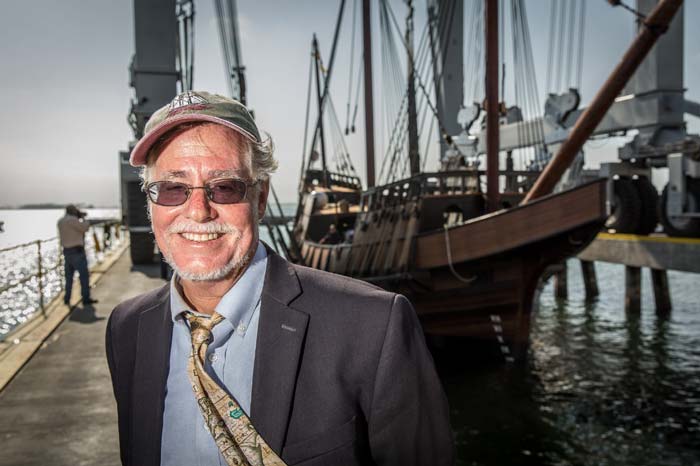 Ray Ashley at the launching of the San Salvador.