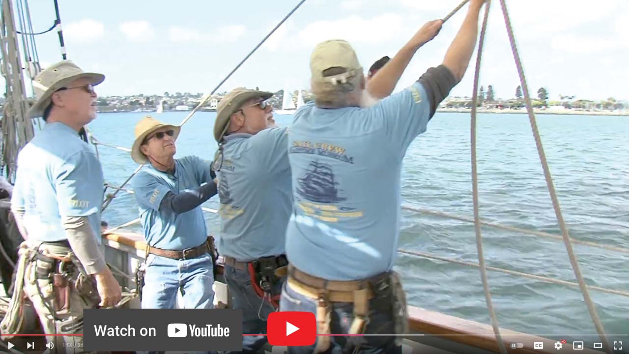 Video still from youTube video of San Diego Classes Revive Dying Art of Tall Ship Sailing When clicked will play video on youTube.