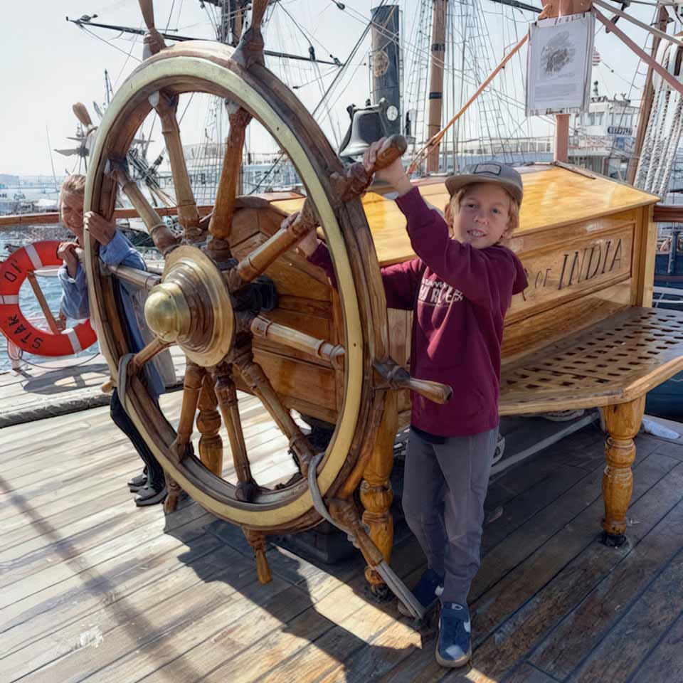 Family visiting the Maritime Museum of San Diego